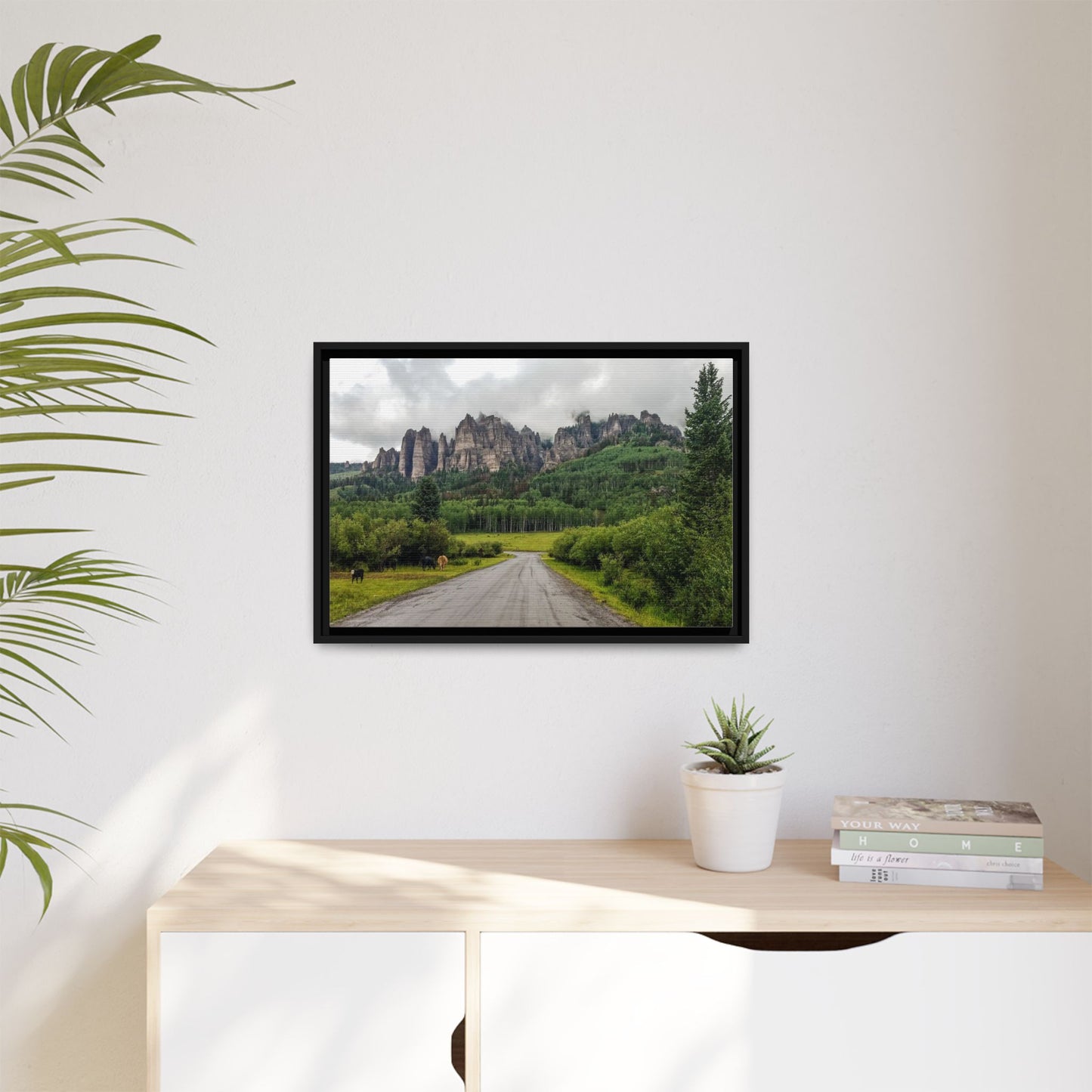 Framed Canvas Print - Majestic Rock Formations of Cimarron, Colorado