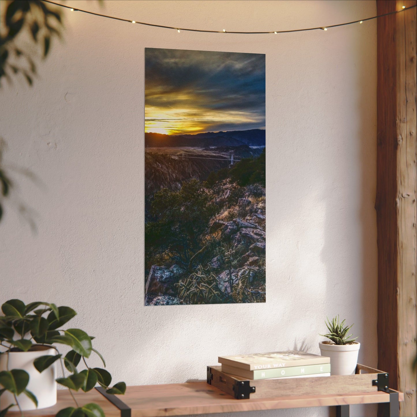 Textured Watercolor Poster - Royal Gorge Bridge - Sunset View