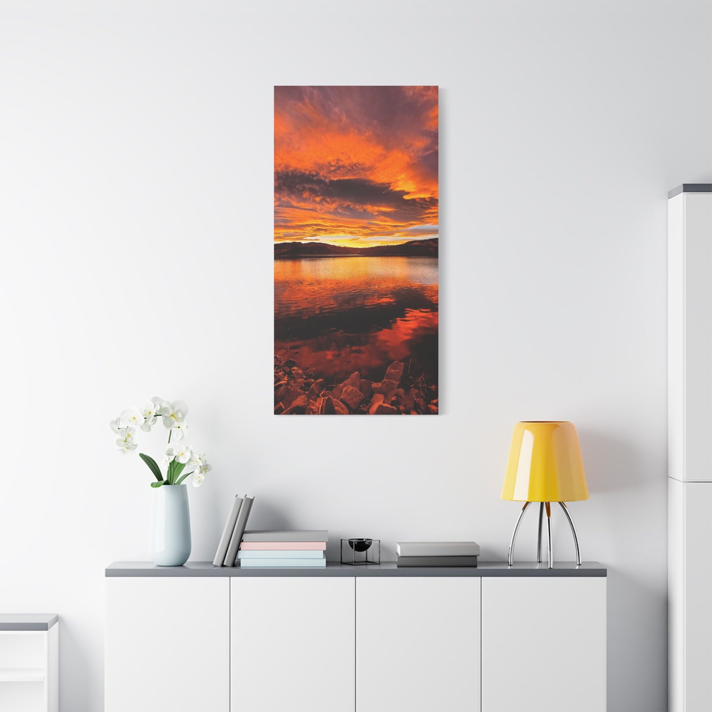 Wrapped Canvas Print - Sunset Reflection at Horsetooth Reservoir - Tall