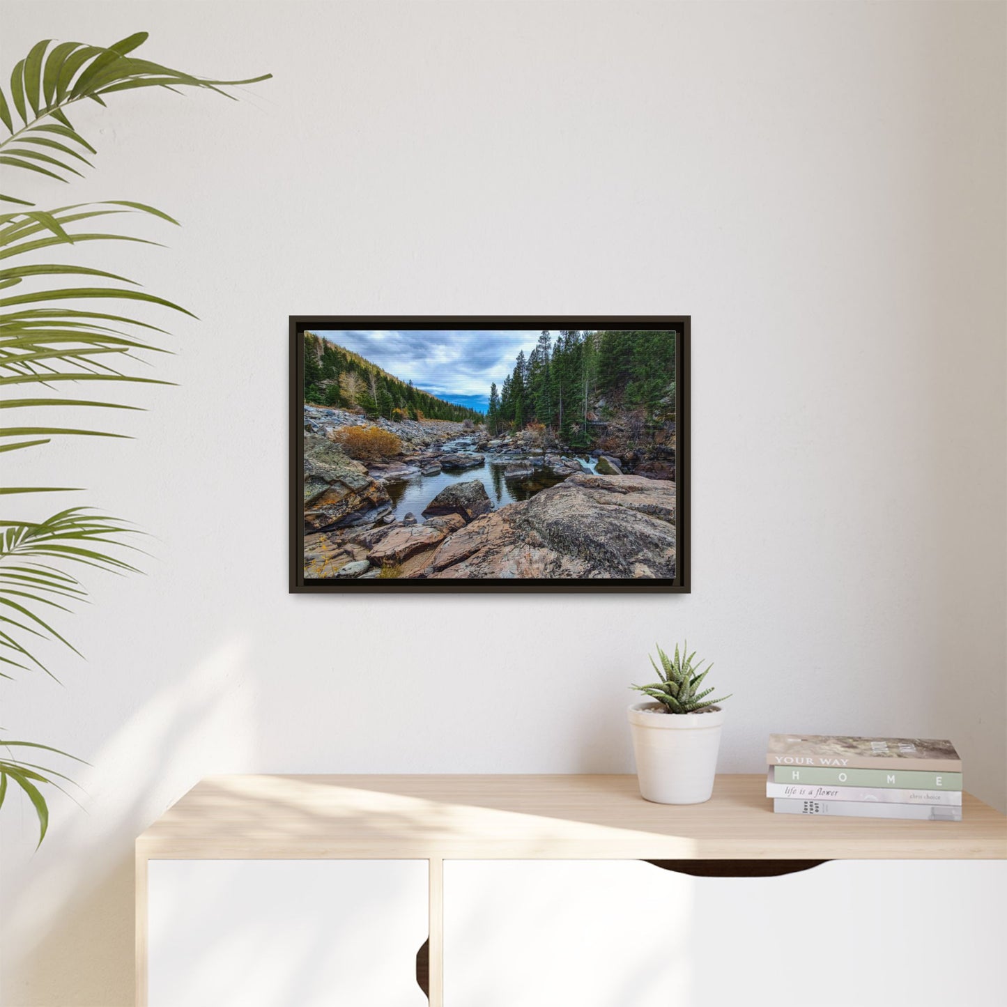 Framed Canvas Print - Serenity of Poudre River in Colorado