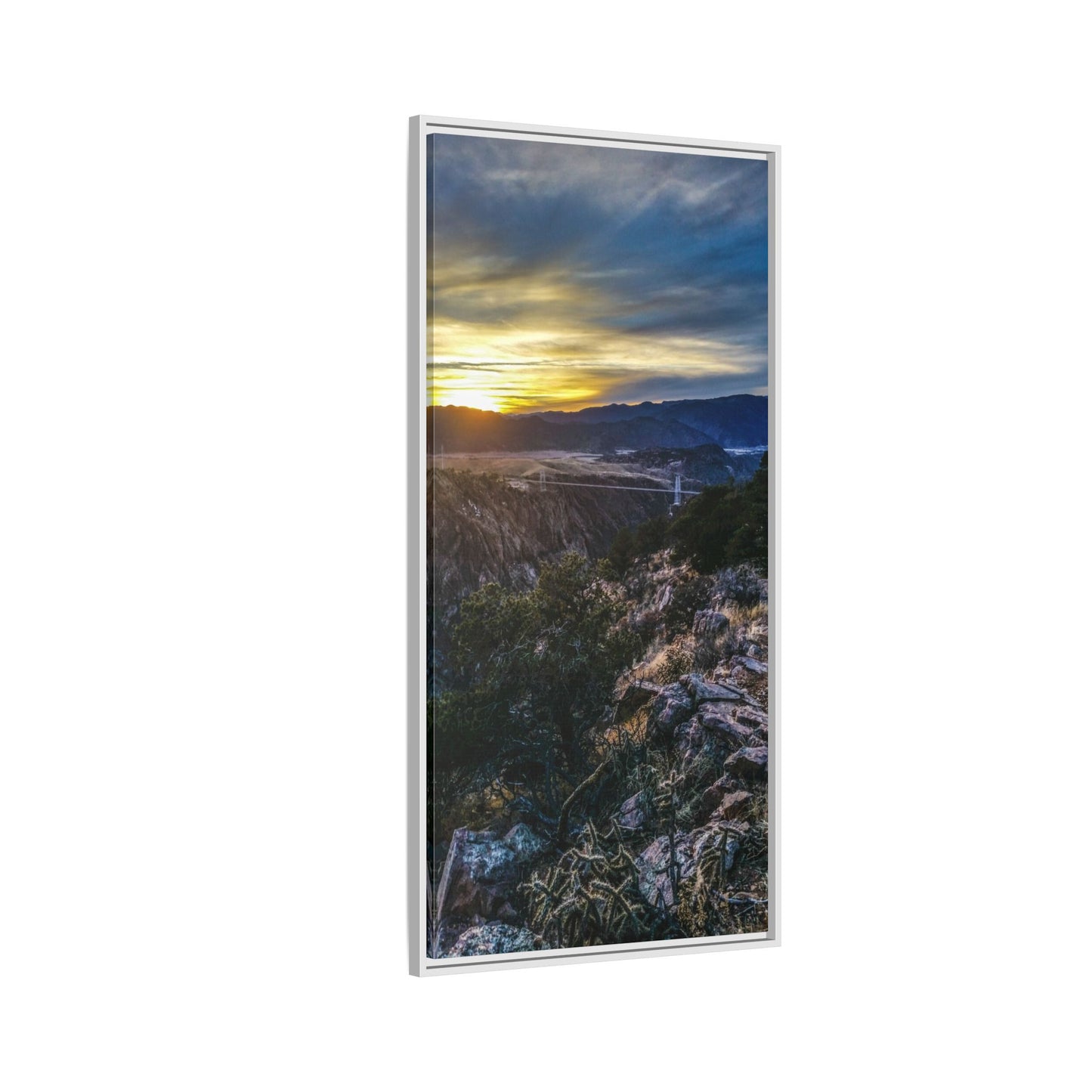 Framed Canvas Print - Royal Gorge Bridge Sunset View