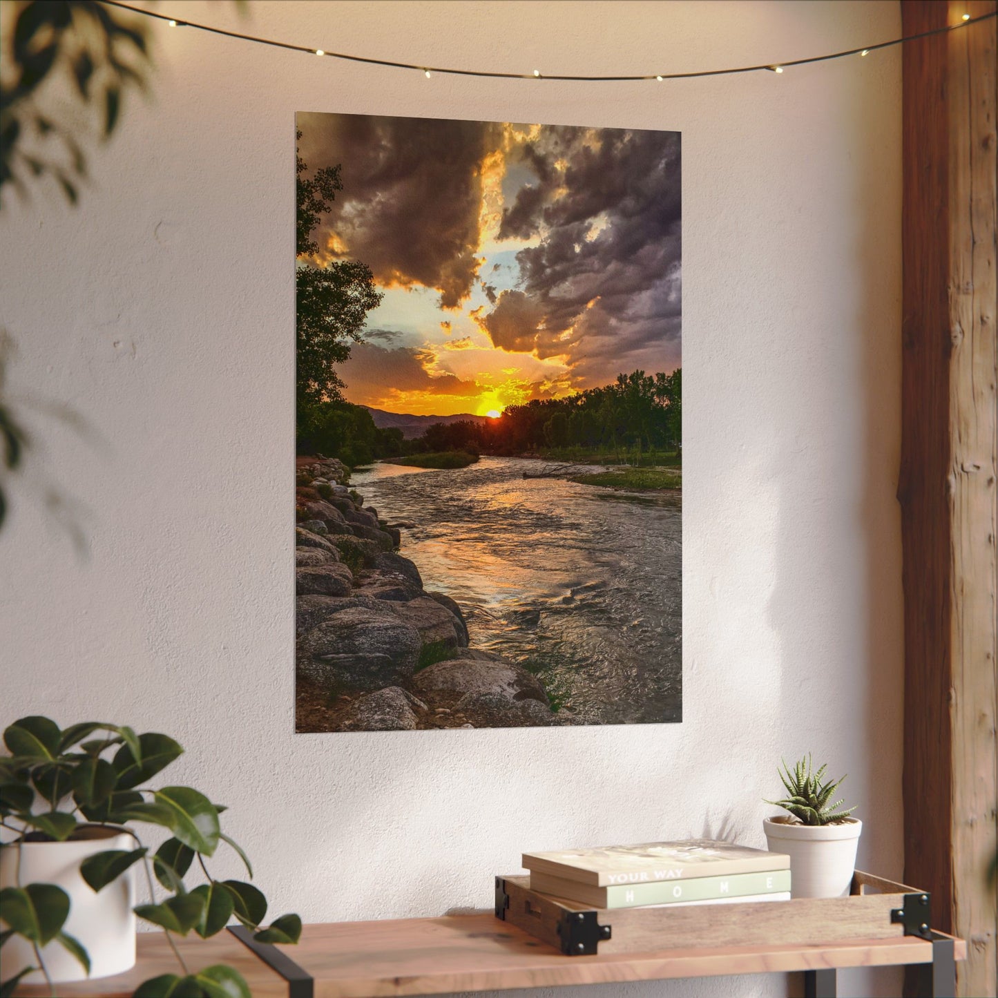 Textured Watercolor Poster - Sunset Stroll along Arkansas River in Canon City, Colorado