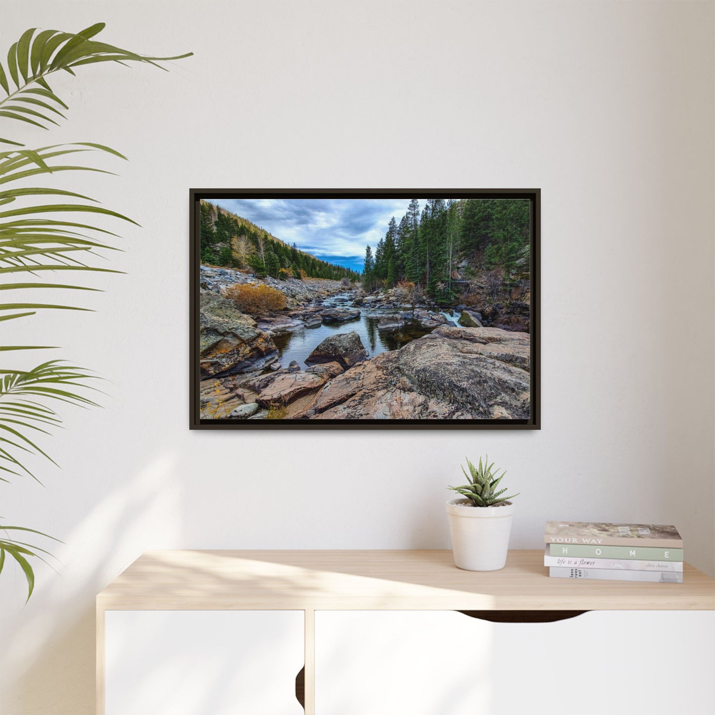 Framed Canvas Print - Serenity of Poudre River in Colorado
