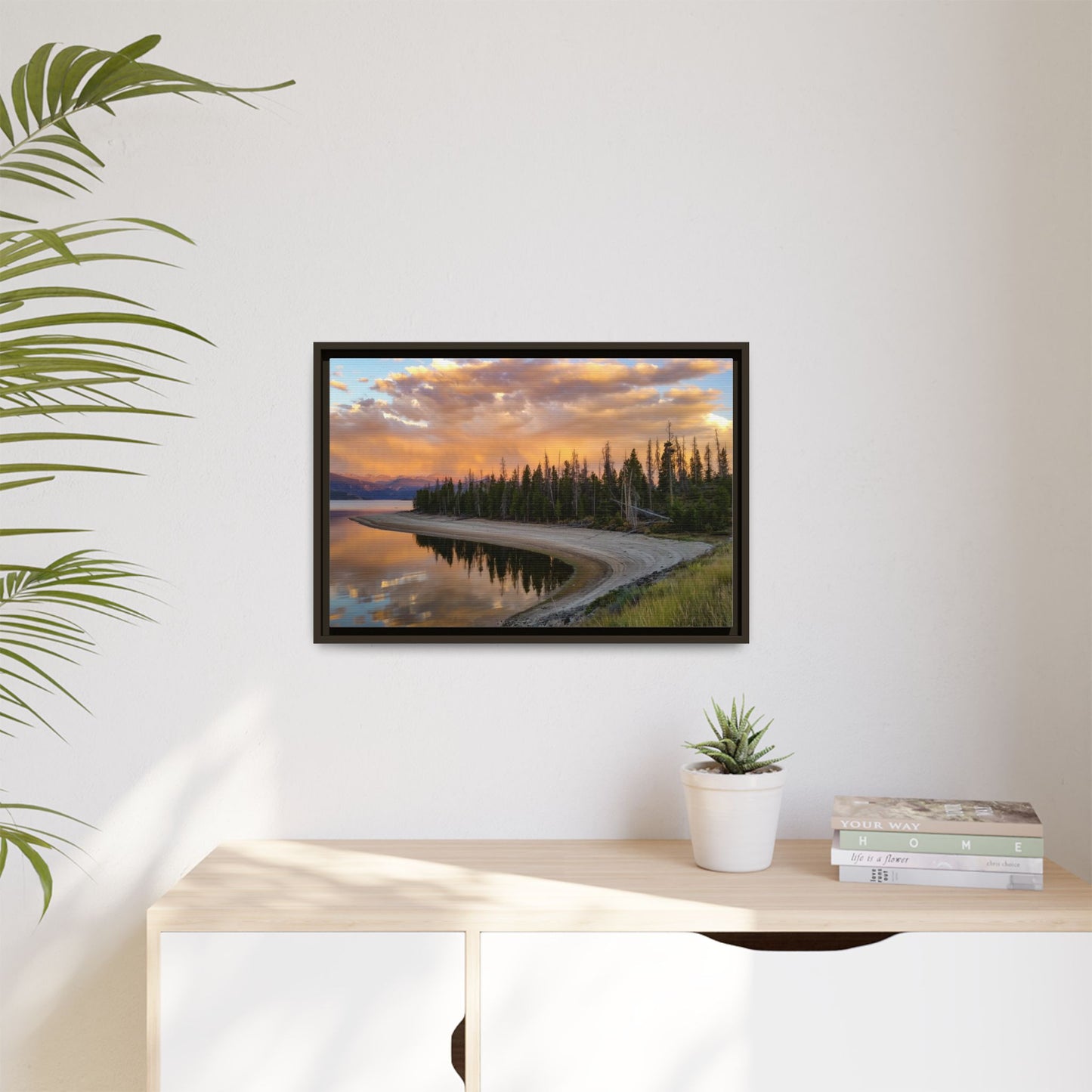 Framed Canvas Print - Sunset Reflection at Lake Granby