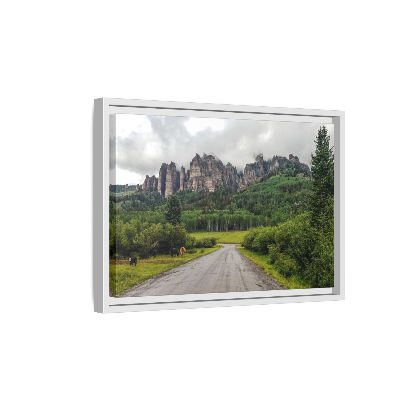Framed Canvas Print - Majestic Rock Formations of Cimarron, Colorado