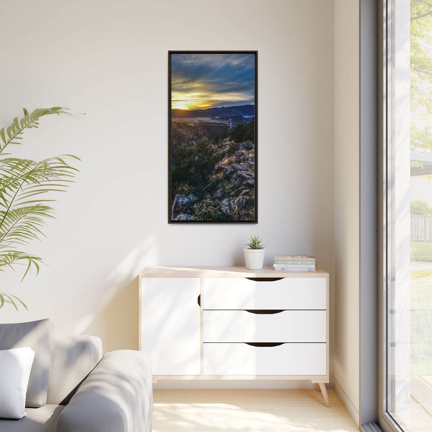 Framed Canvas Print - Royal Gorge Bridge Sunset View