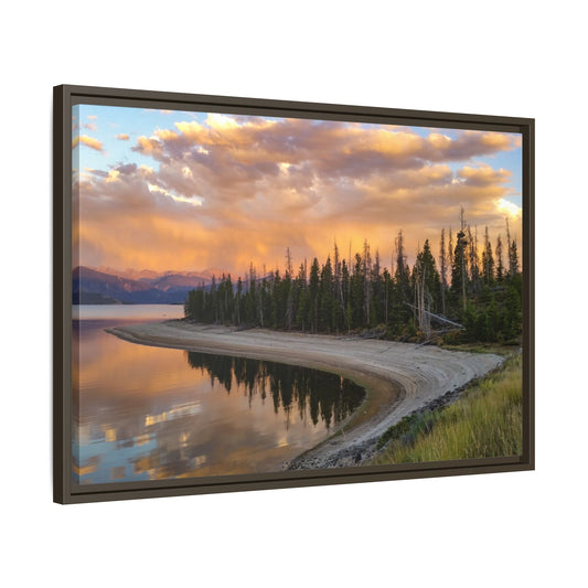 Framed Canvas Print - Sunset Reflection at Lake Granby