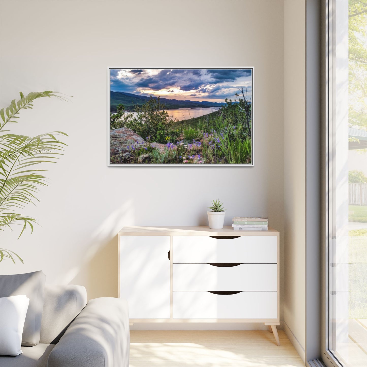 Framed Canvas Print - Spring Sunset Reflection