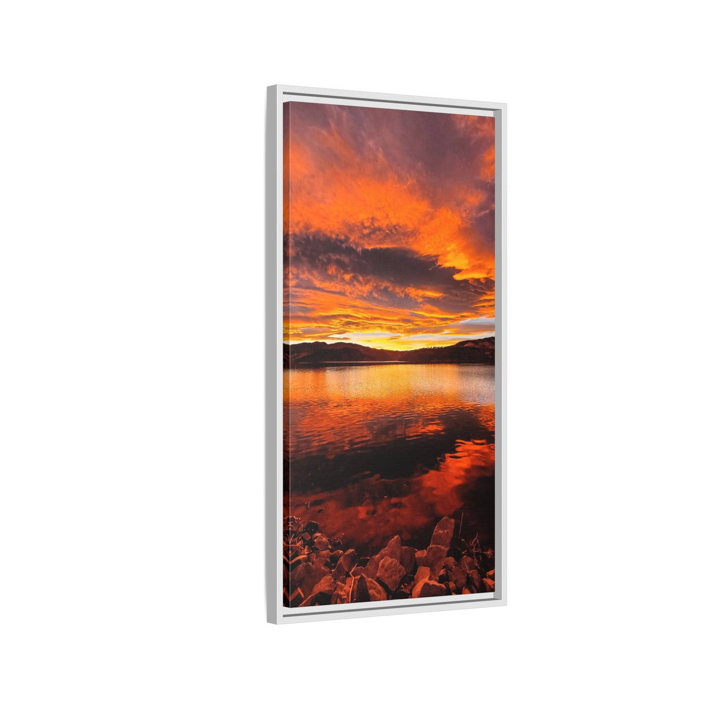 Framed Canvas Print - Sunset Reflection at Horsetooth Reservoir