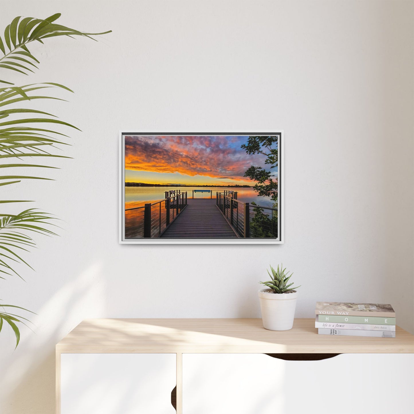 Framed Canvas Print - Sunset from the Dock at Fossil Creek Reservoir
