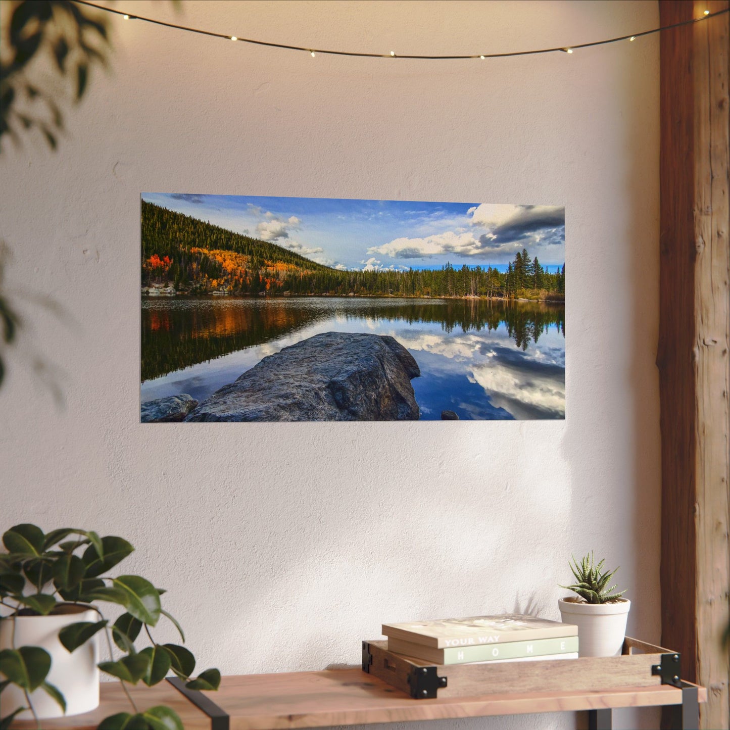 Textured Watercolor Poster - Serene Bear Lake View, Rocky Mountain National Park