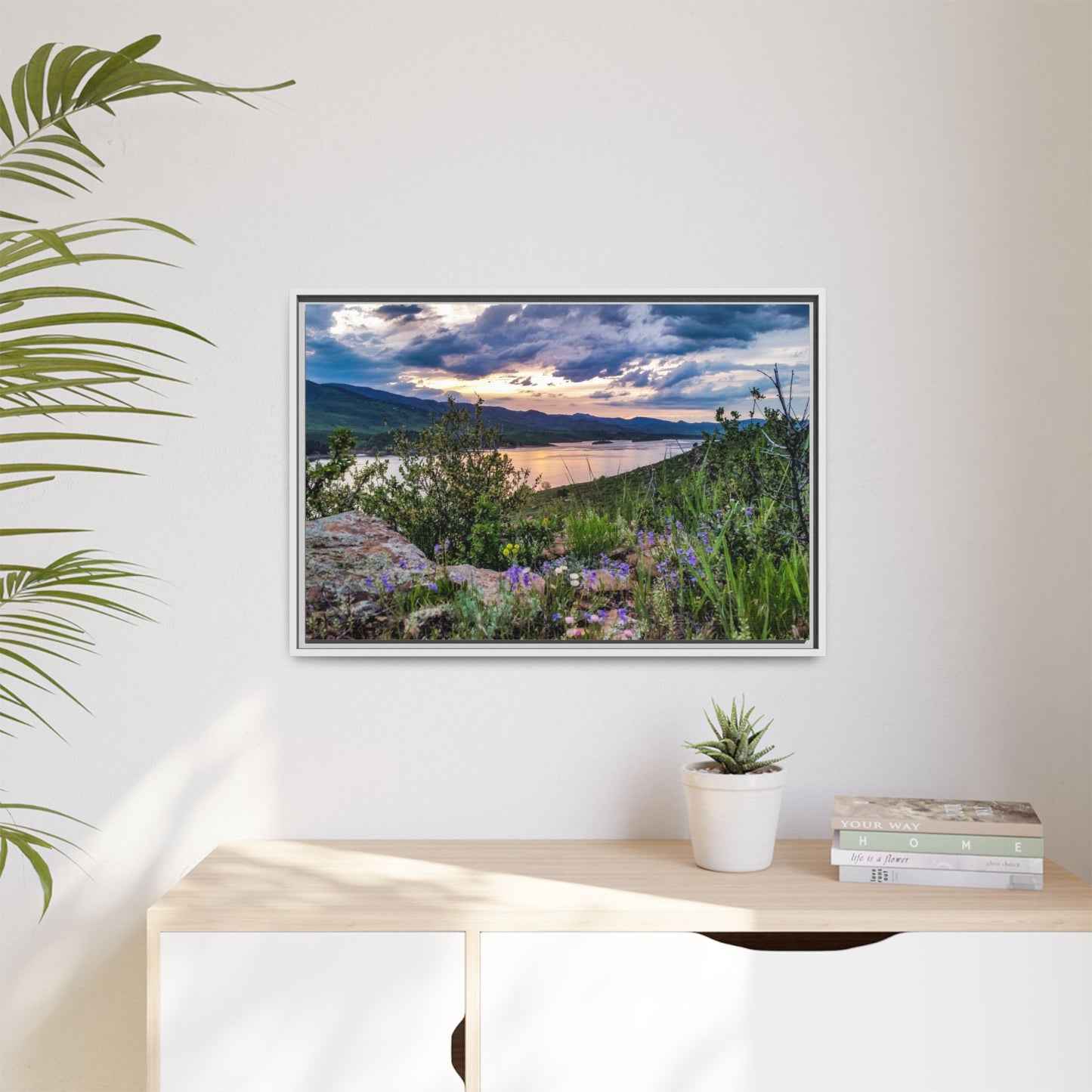 Framed Canvas Print - Spring Sunset Reflection