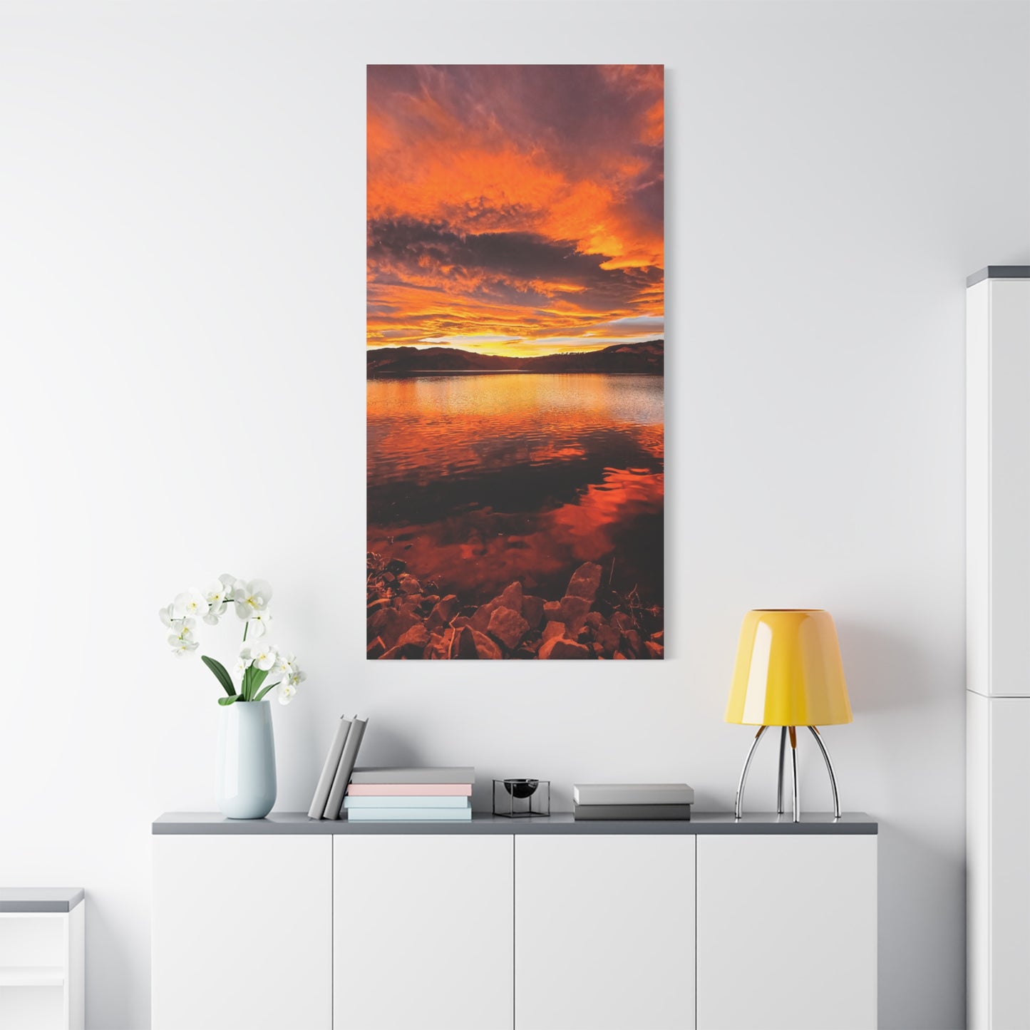 Wrapped Canvas Print - Sunset Reflection at Horsetooth Reservoir - Tall