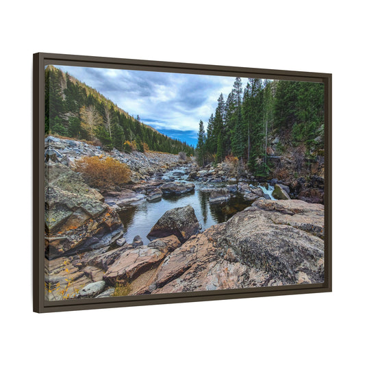 Framed Canvas Print - Serenity of Poudre River in Colorado