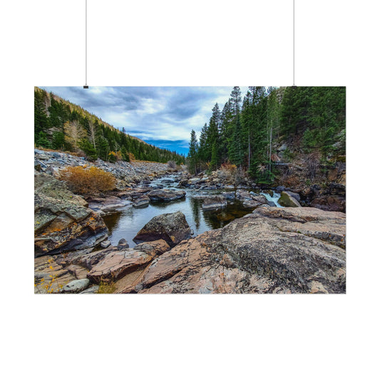 Textured Watercolor Poster - Serenity of the Poudre River in Colorado