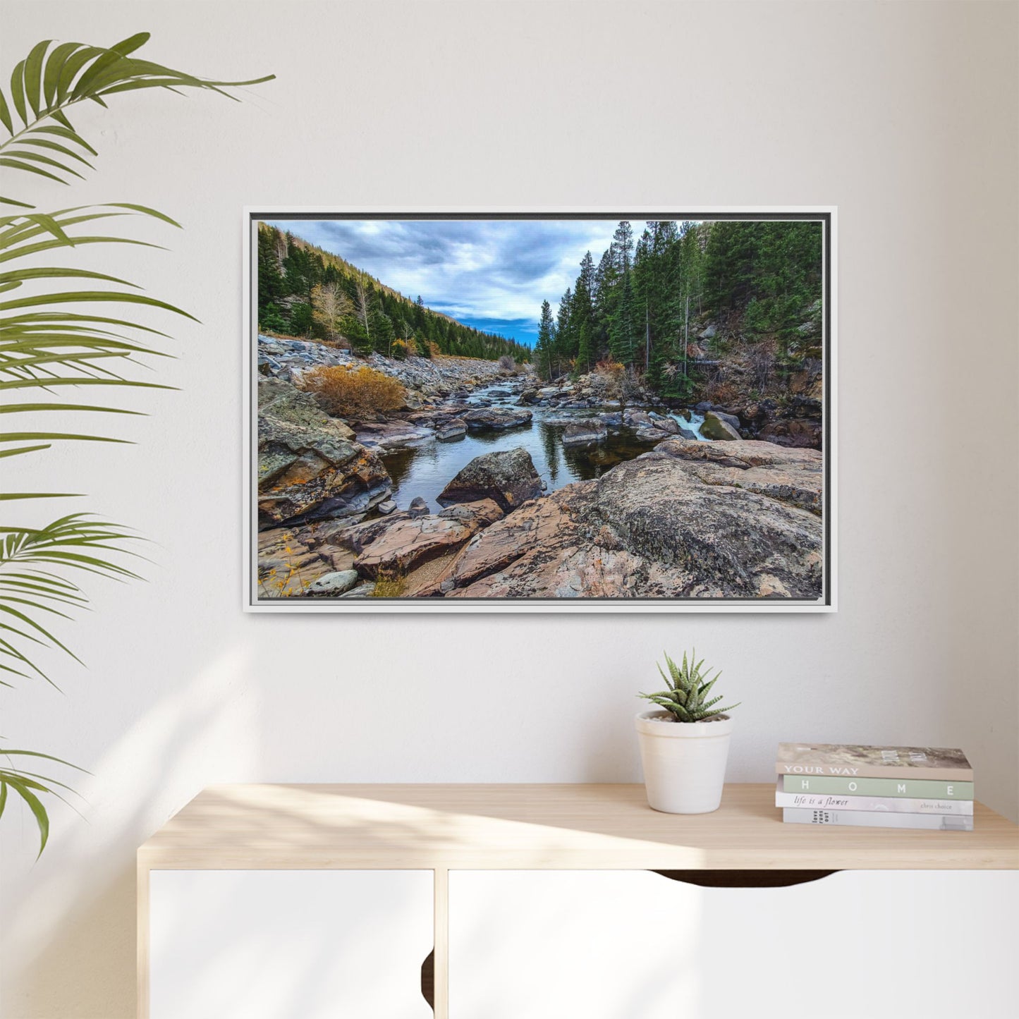 Framed Canvas Print - Serenity of Poudre River in Colorado