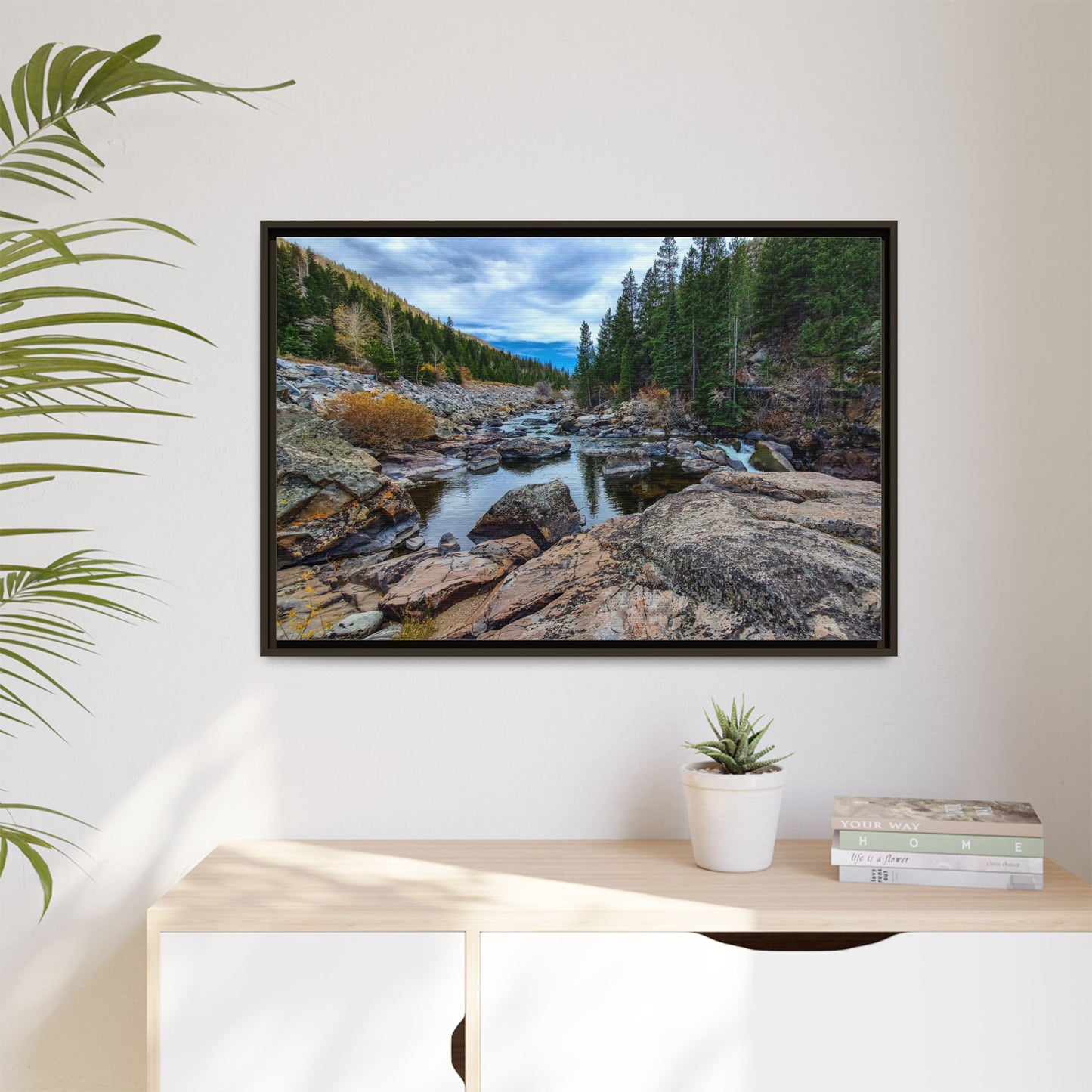 Framed Canvas Print - Serenity of Poudre River in Colorado