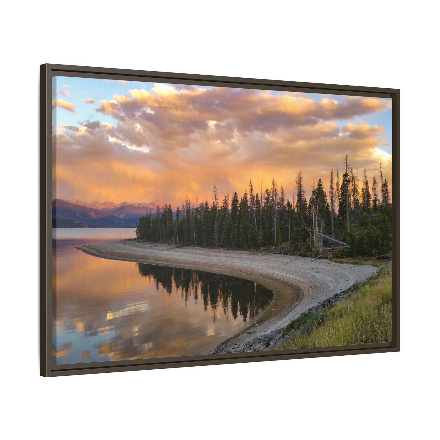 Framed Canvas Print - Sunset Reflection at Lake Granby
