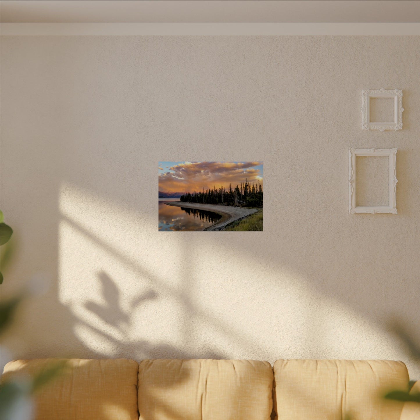 Textured Watercolor Poster - Sunset Reflection at Lake Granby
