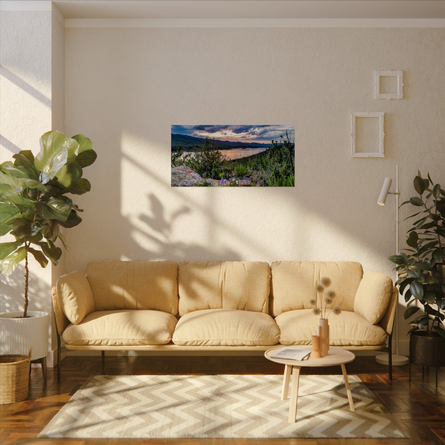 Textured Watercolor Poster - Spring Sunset Reflection