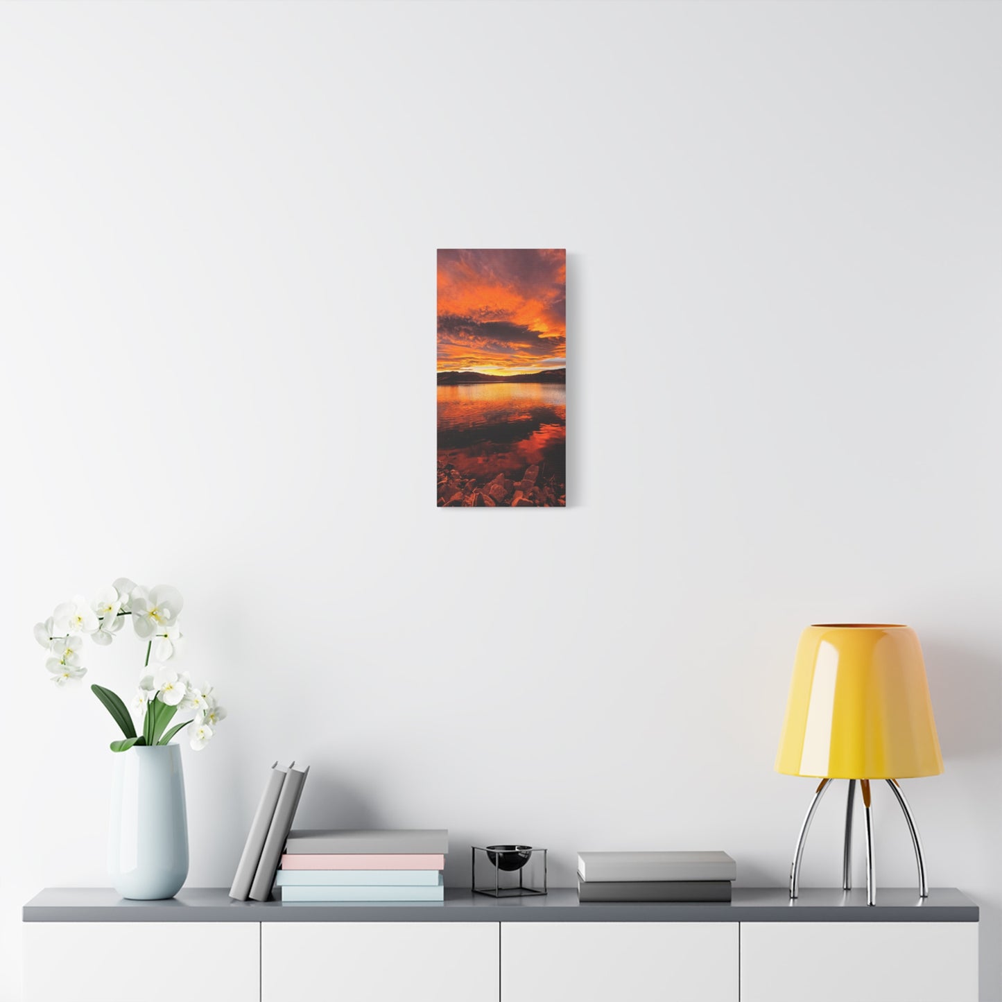 Wrapped Canvas Print - Sunset Reflection at Horsetooth Reservoir - Tall