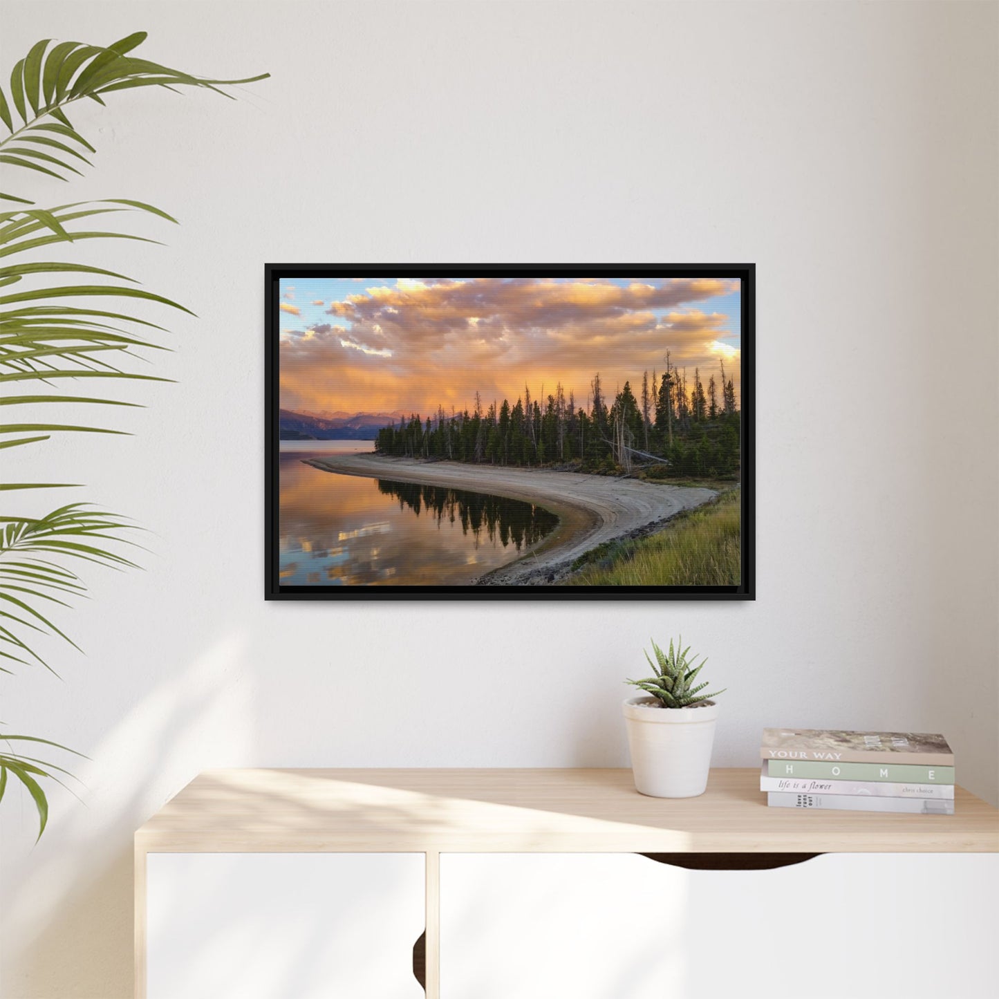 Framed Canvas Print - Sunset Reflection at Lake Granby