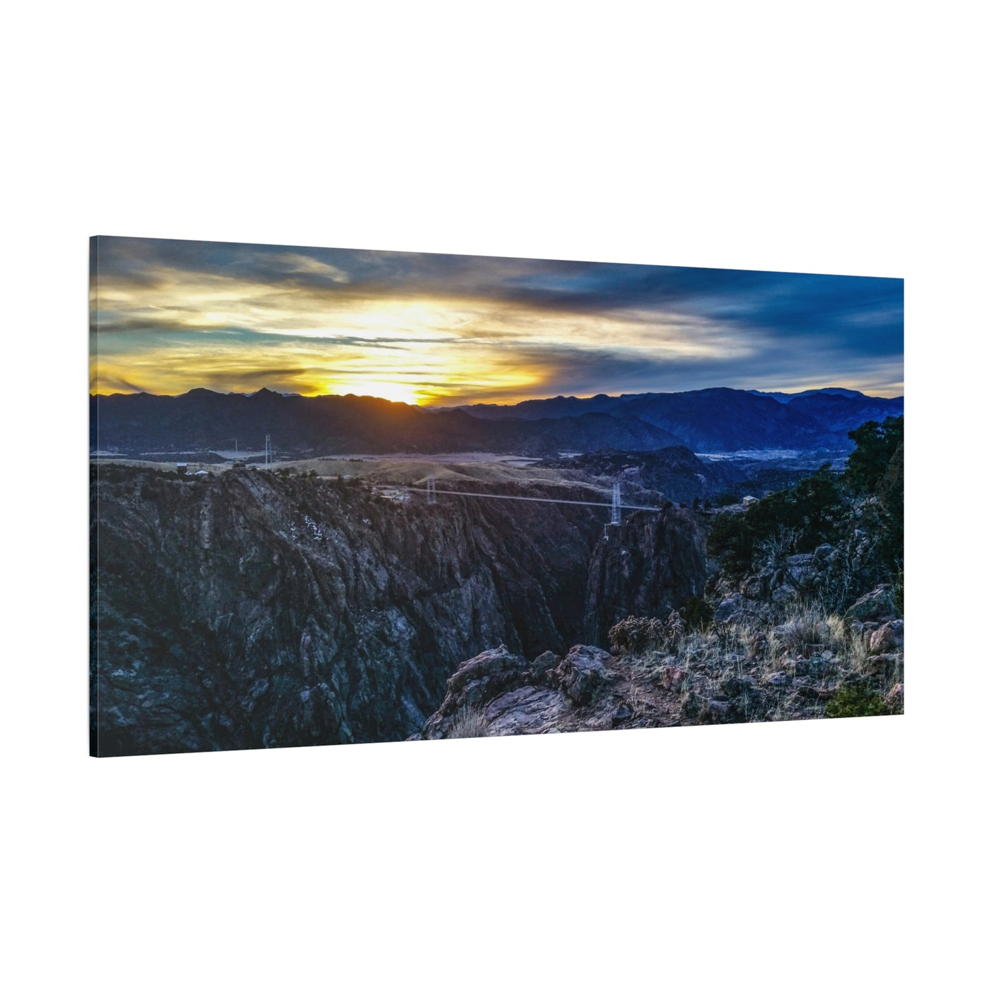 Wrapped Canvas Print - Peaceful Sunset at the Royal Gorge Bridge
