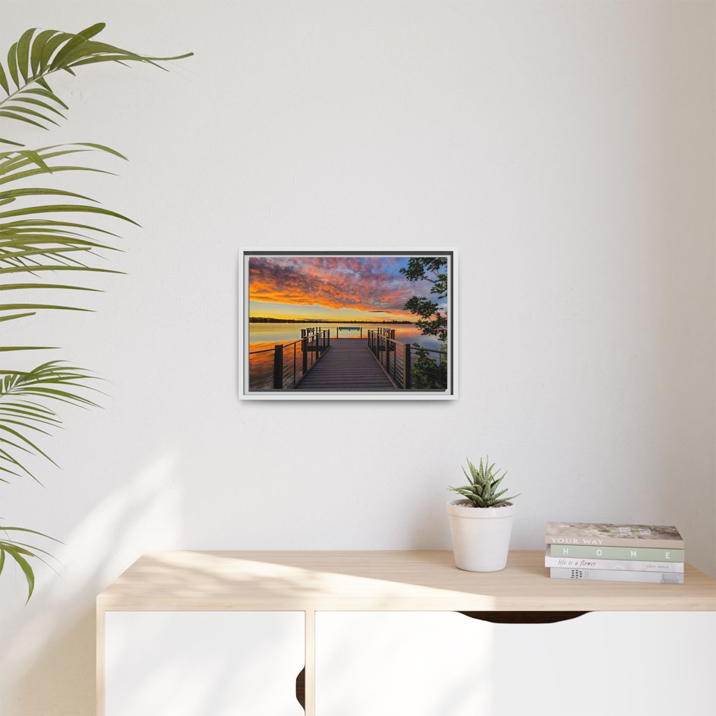 Framed Canvas Print - Sunset from the Dock at Fossil Creek Reservoir