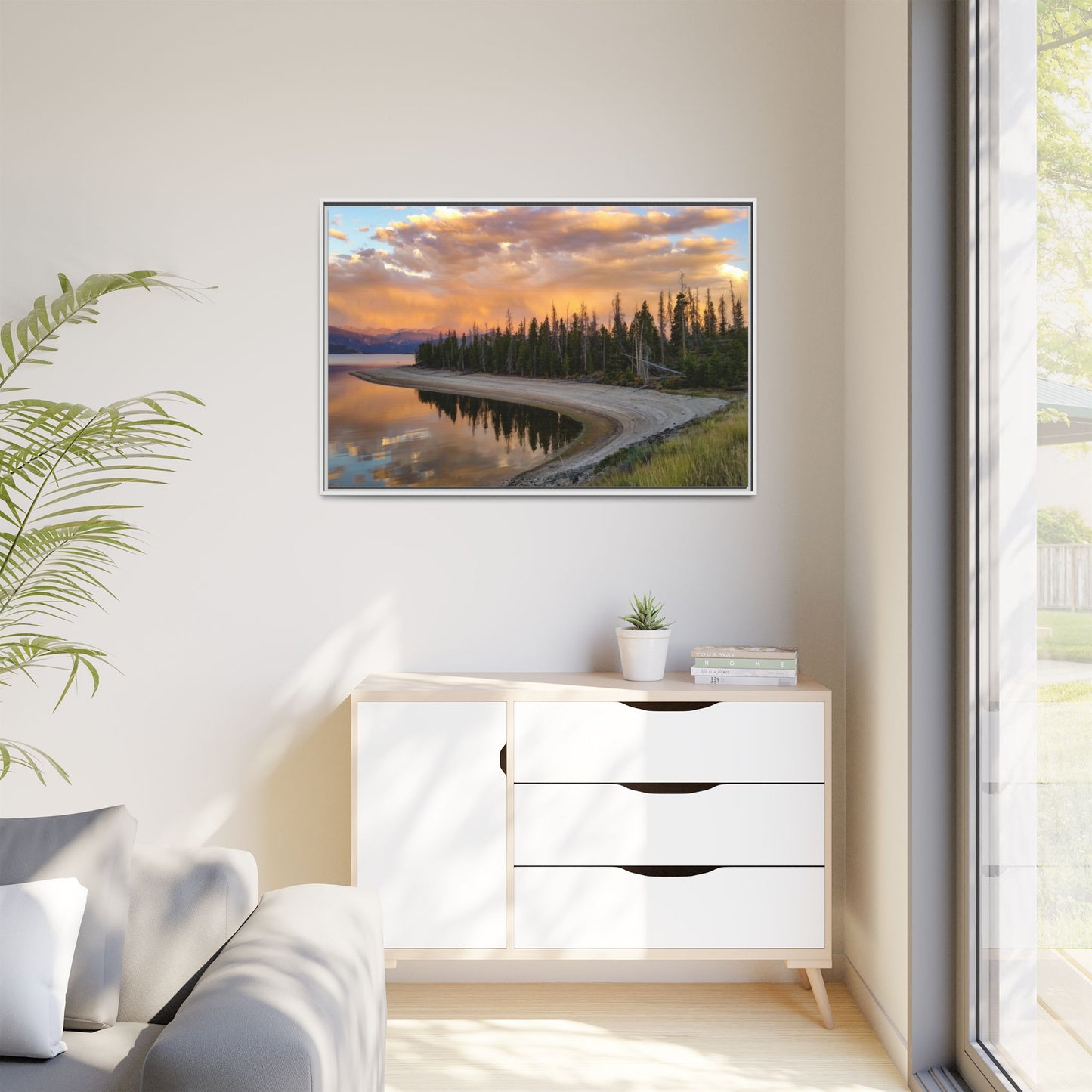 Framed Canvas Print - Sunset Reflection at Lake Granby