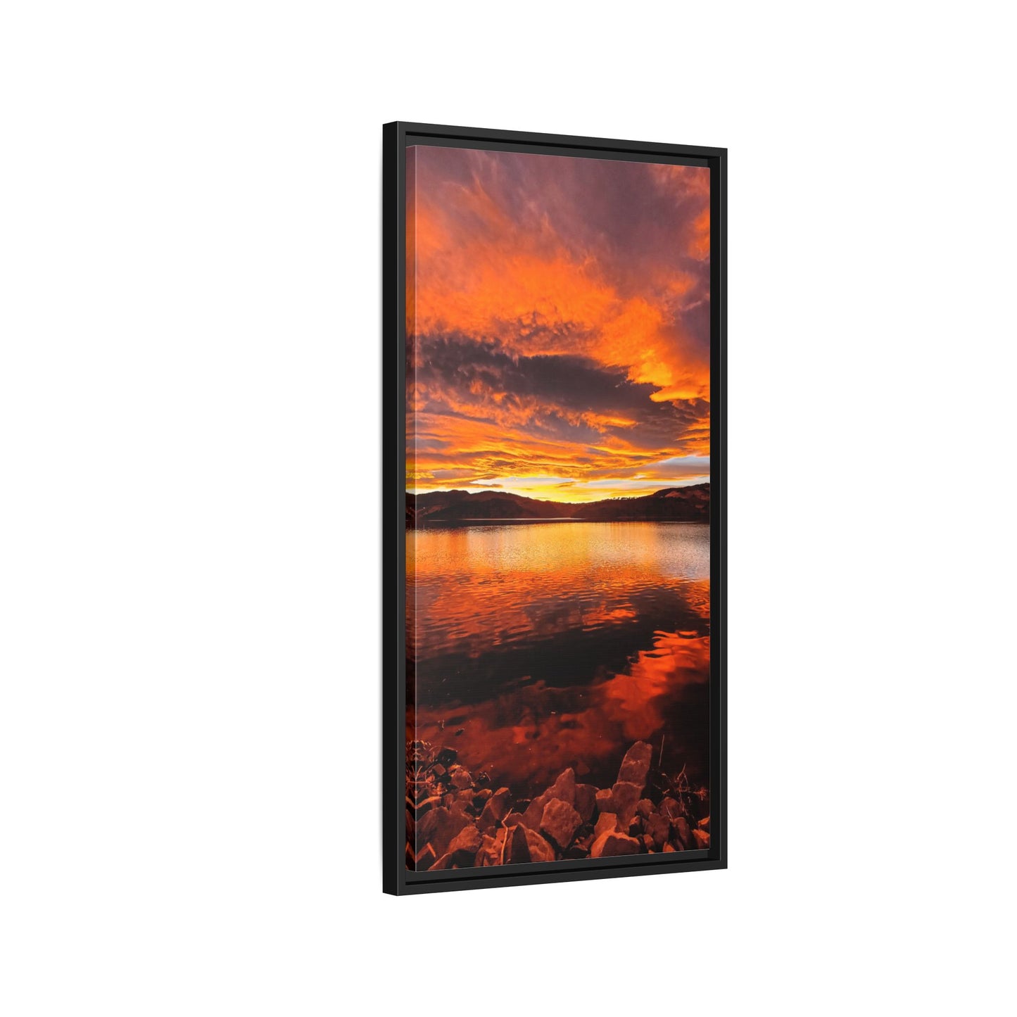 Framed Canvas Print - Sunset Reflection at Horsetooth Reservoir