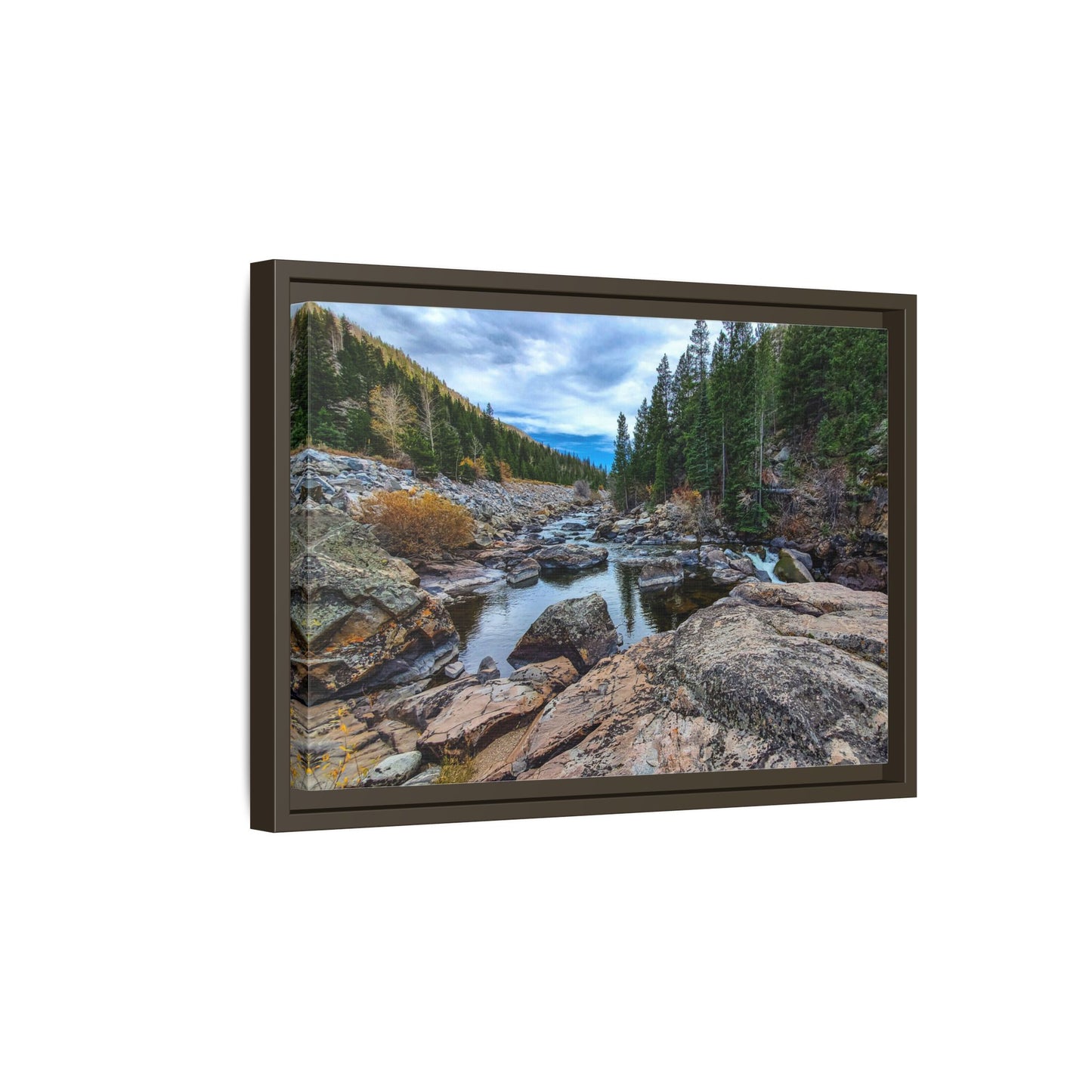 Framed Canvas Print - Serenity of Poudre River in Colorado