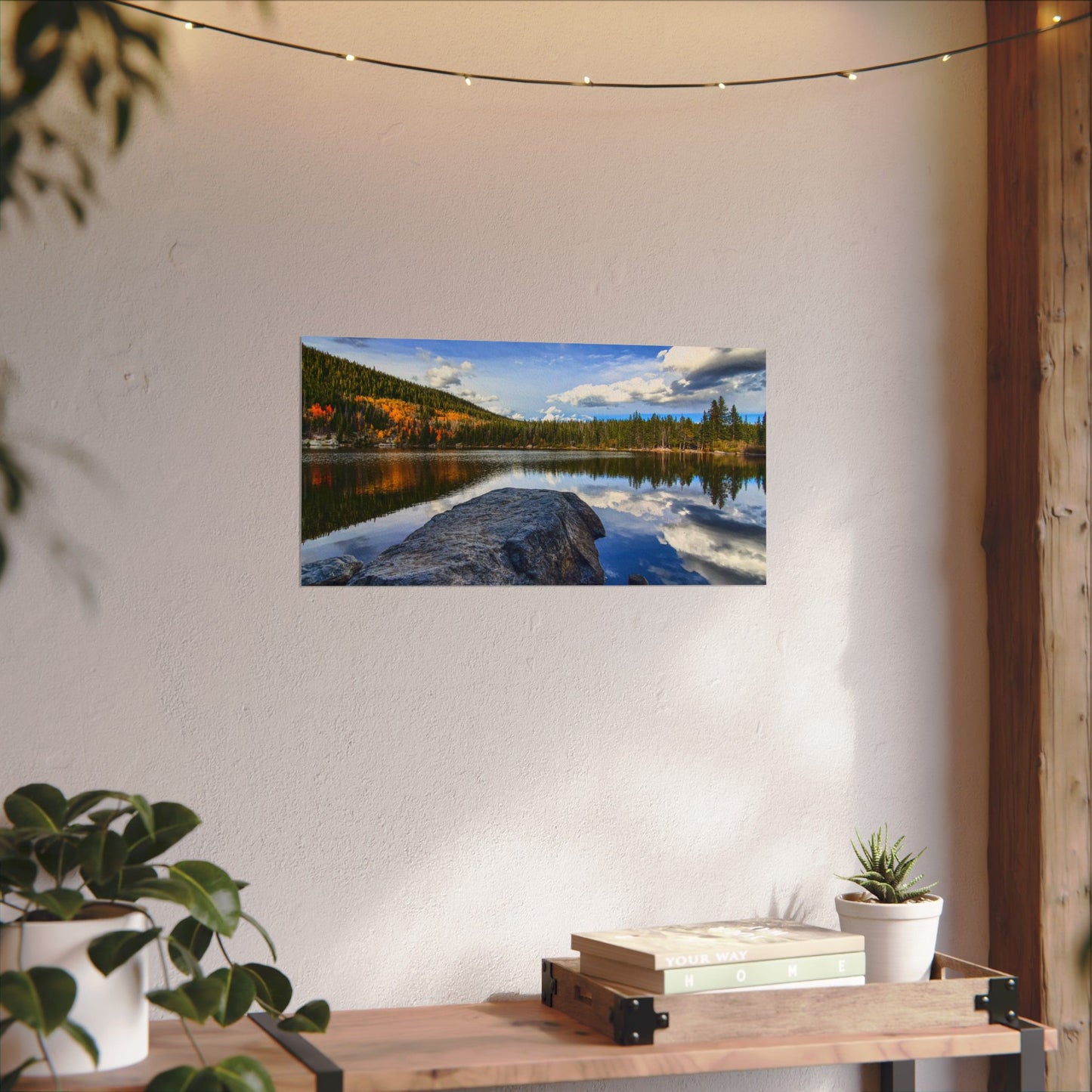 Textured Watercolor Poster - Serene Bear Lake View, Rocky Mountain National Park