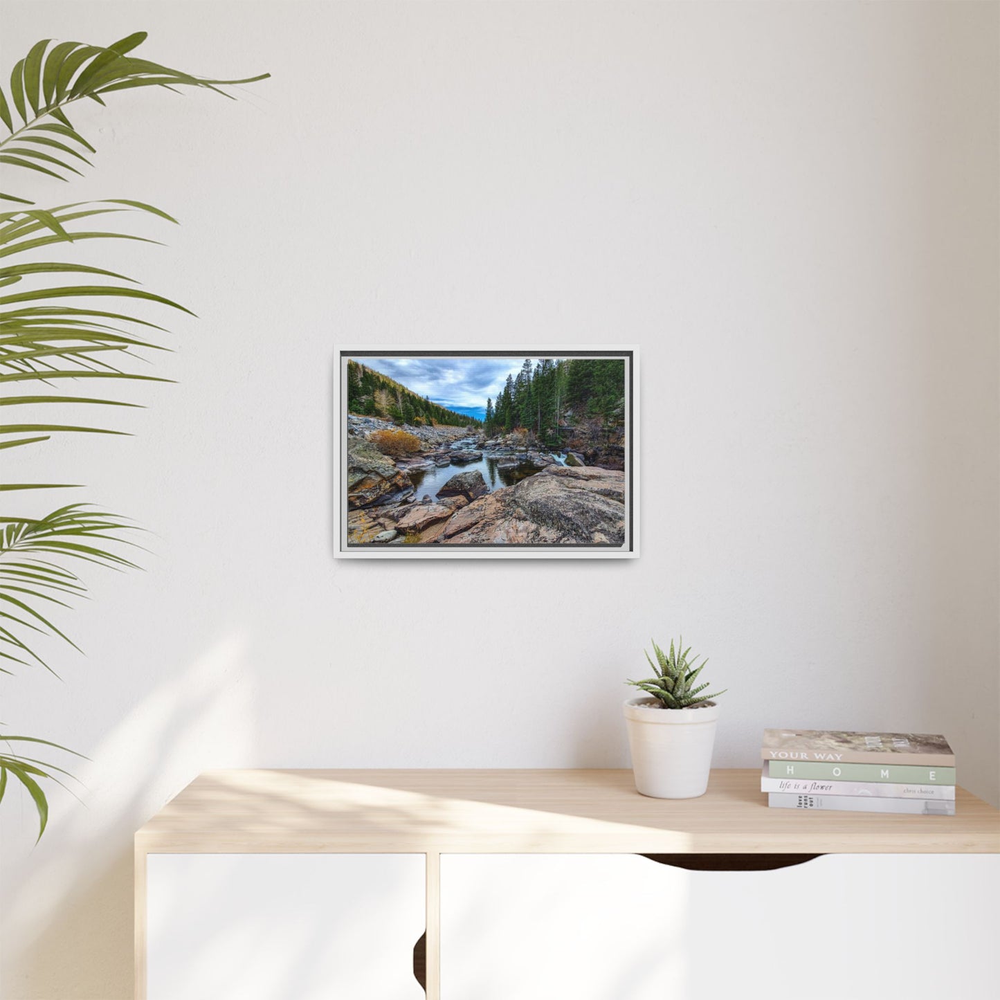 Framed Canvas Print - Serenity of Poudre River in Colorado
