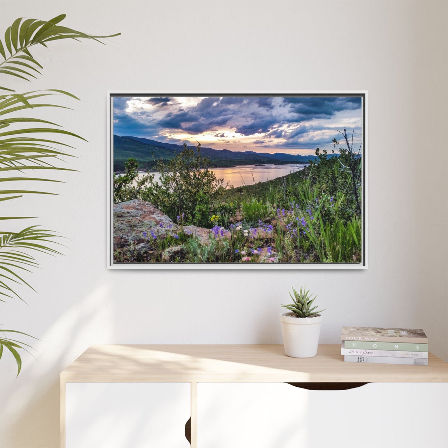 Framed Canvas Print - Spring Sunset Reflection