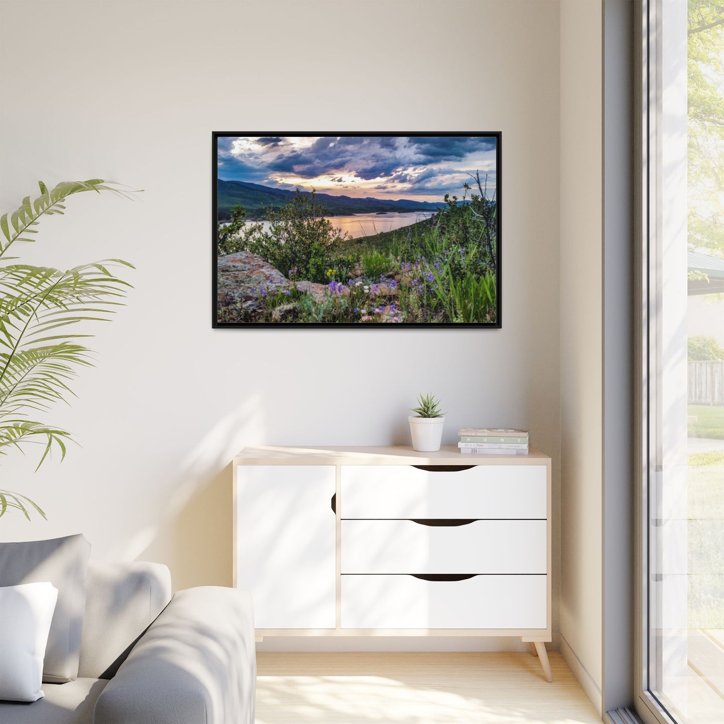 Framed Canvas Print - Spring Sunset Reflection