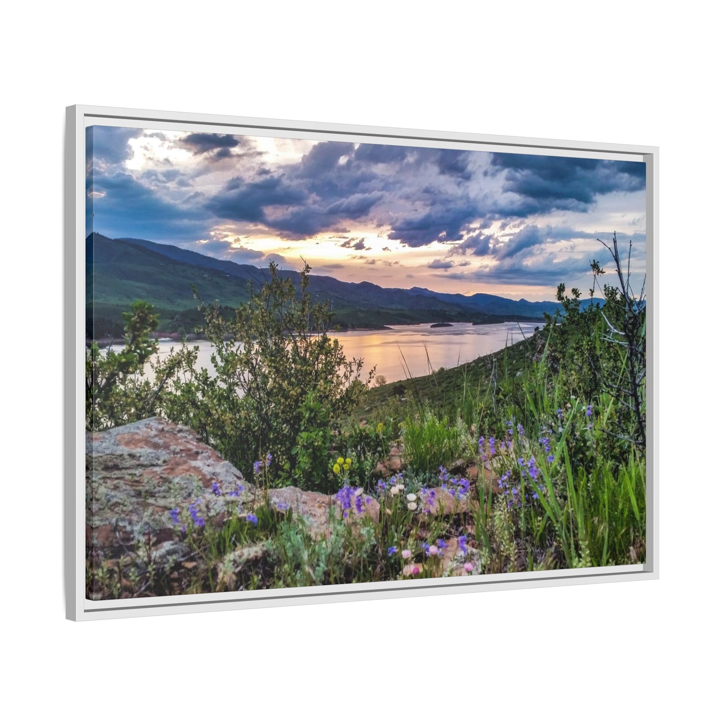 Framed Canvas Print - Spring Sunset Reflection