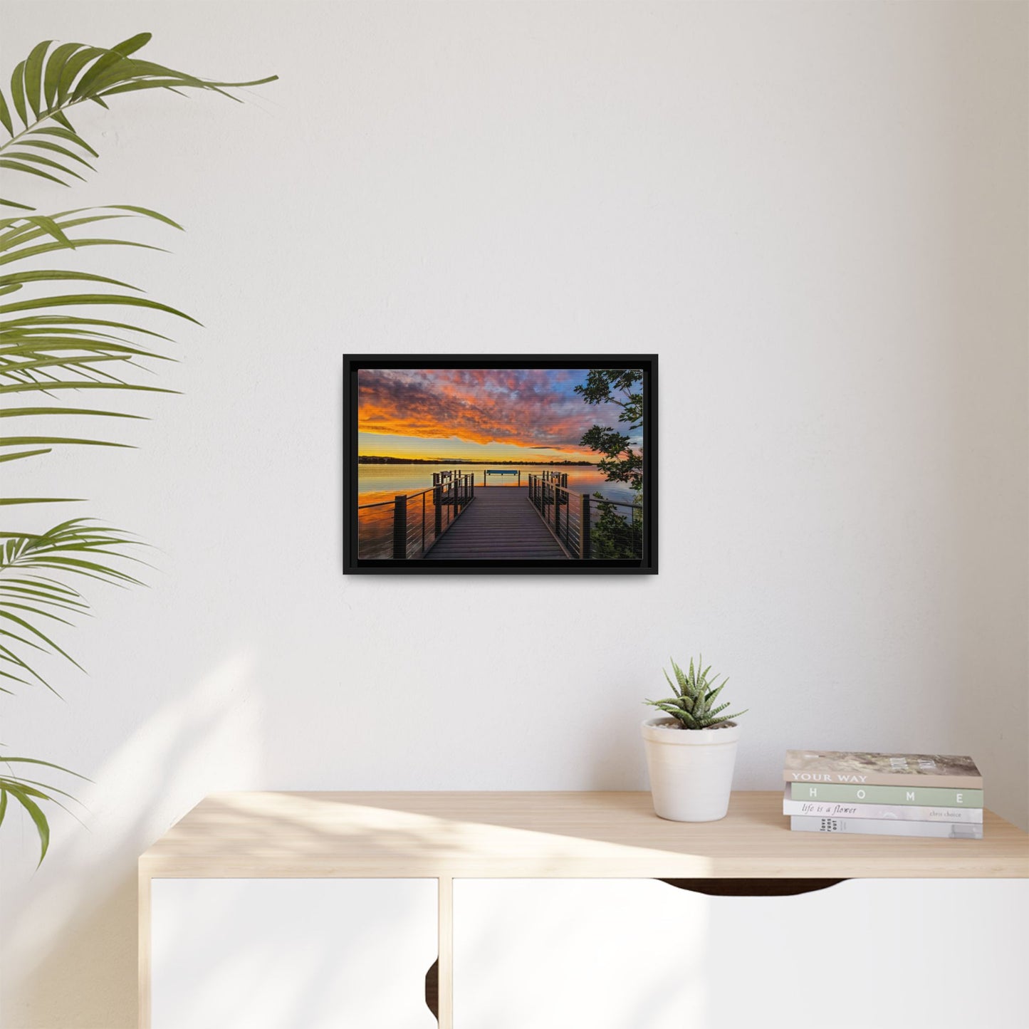 Framed Canvas Print - Sunset from the Dock at Fossil Creek Reservoir
