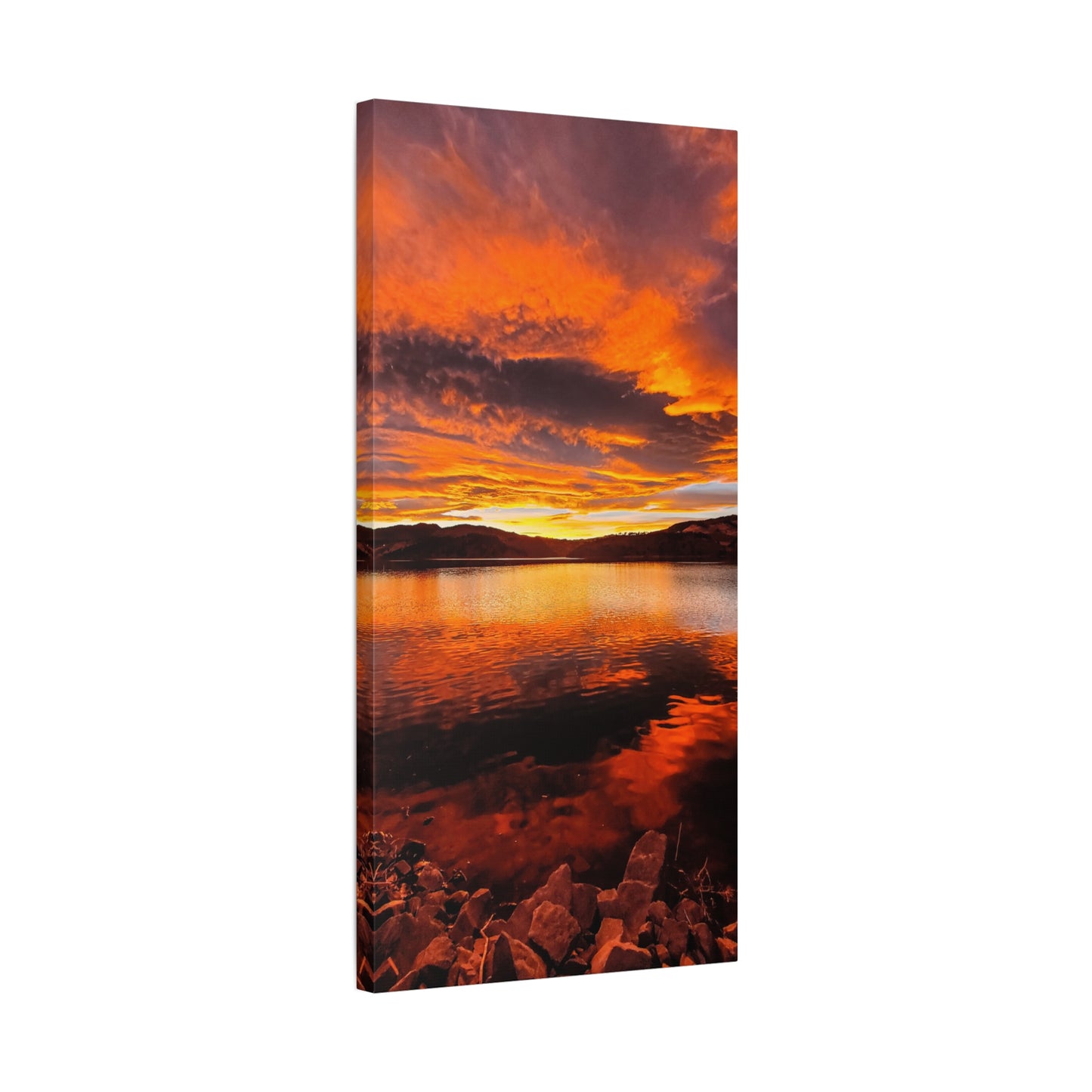 Wrapped Canvas Print - Sunset Reflection at Horsetooth Reservoir - Tall