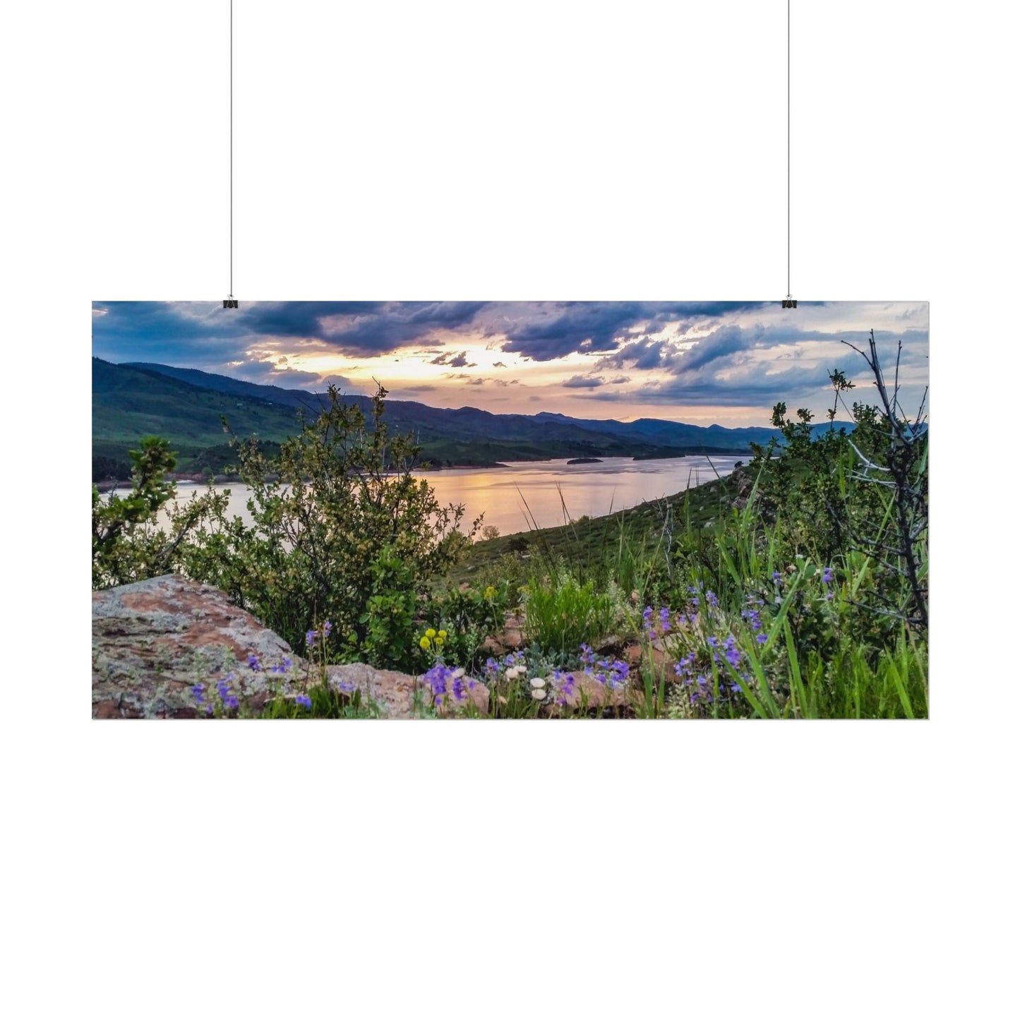 Textured Watercolor Poster - Spring Sunset Reflection