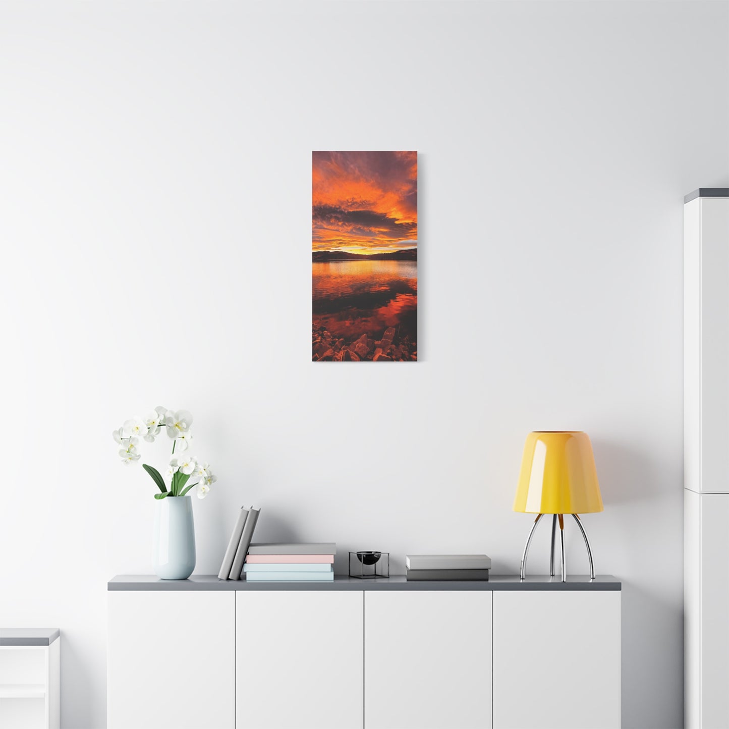 Wrapped Canvas Print - Sunset Reflection at Horsetooth Reservoir - Tall