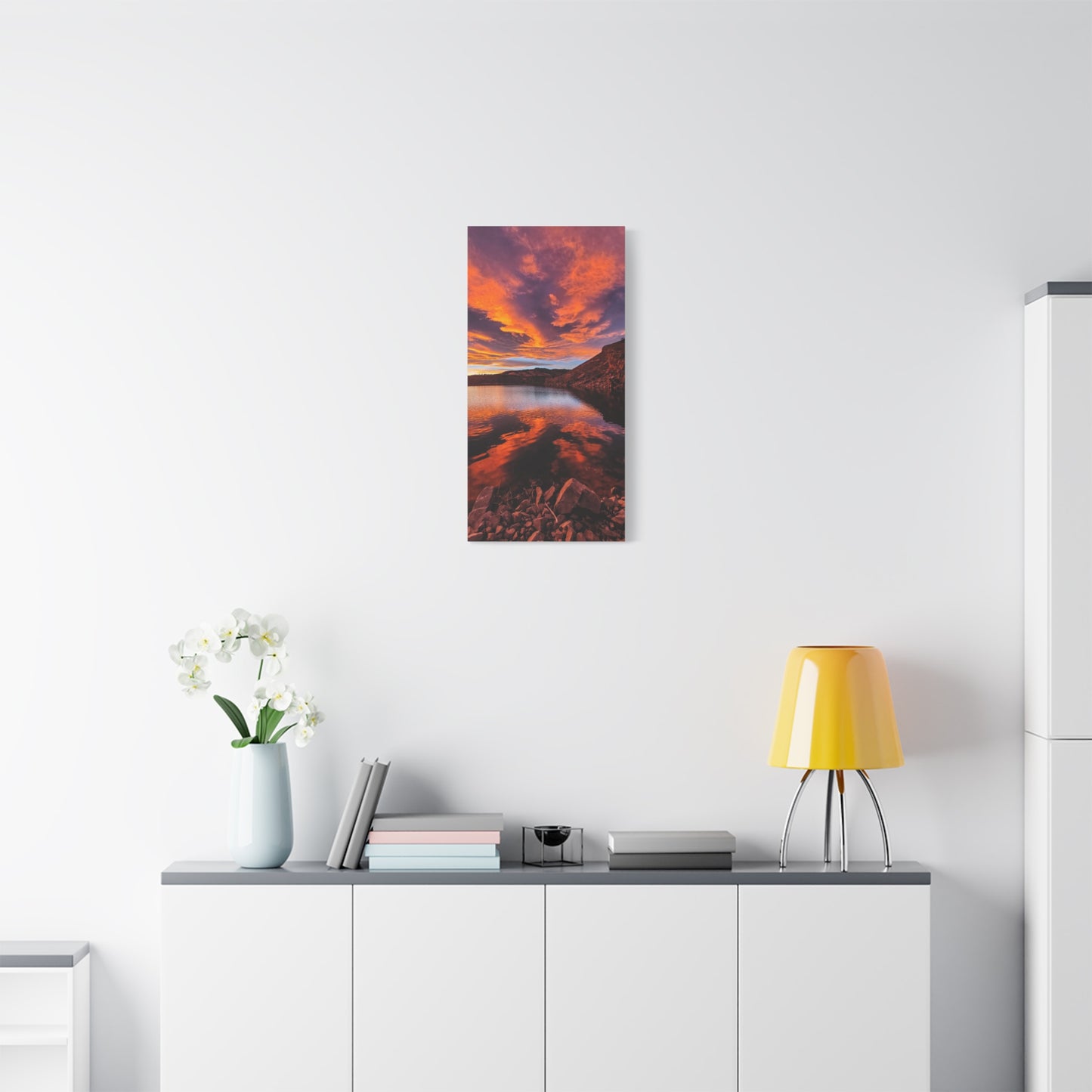 Wrapped Canvas Print - Colorful Sunset Reflection at Horsetooth Reservoir - Tall