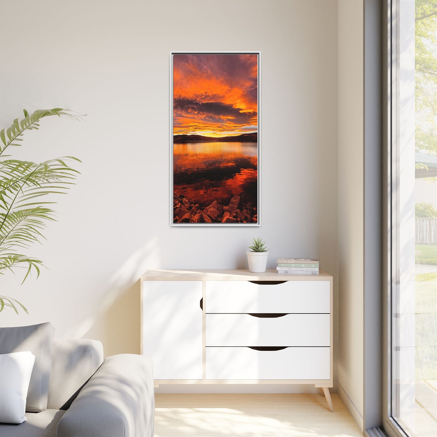 Framed Canvas Print - Sunset Reflection at Horsetooth Reservoir
