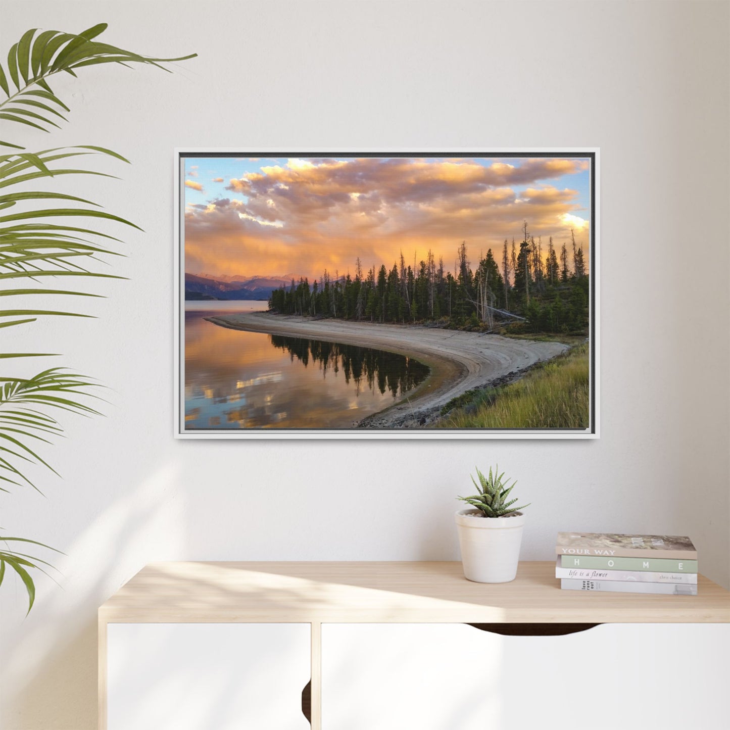 Framed Canvas Print - Sunset Reflection at Lake Granby
