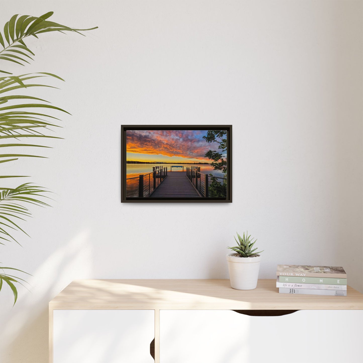 Framed Canvas Print - Sunset from the Dock at Fossil Creek Reservoir