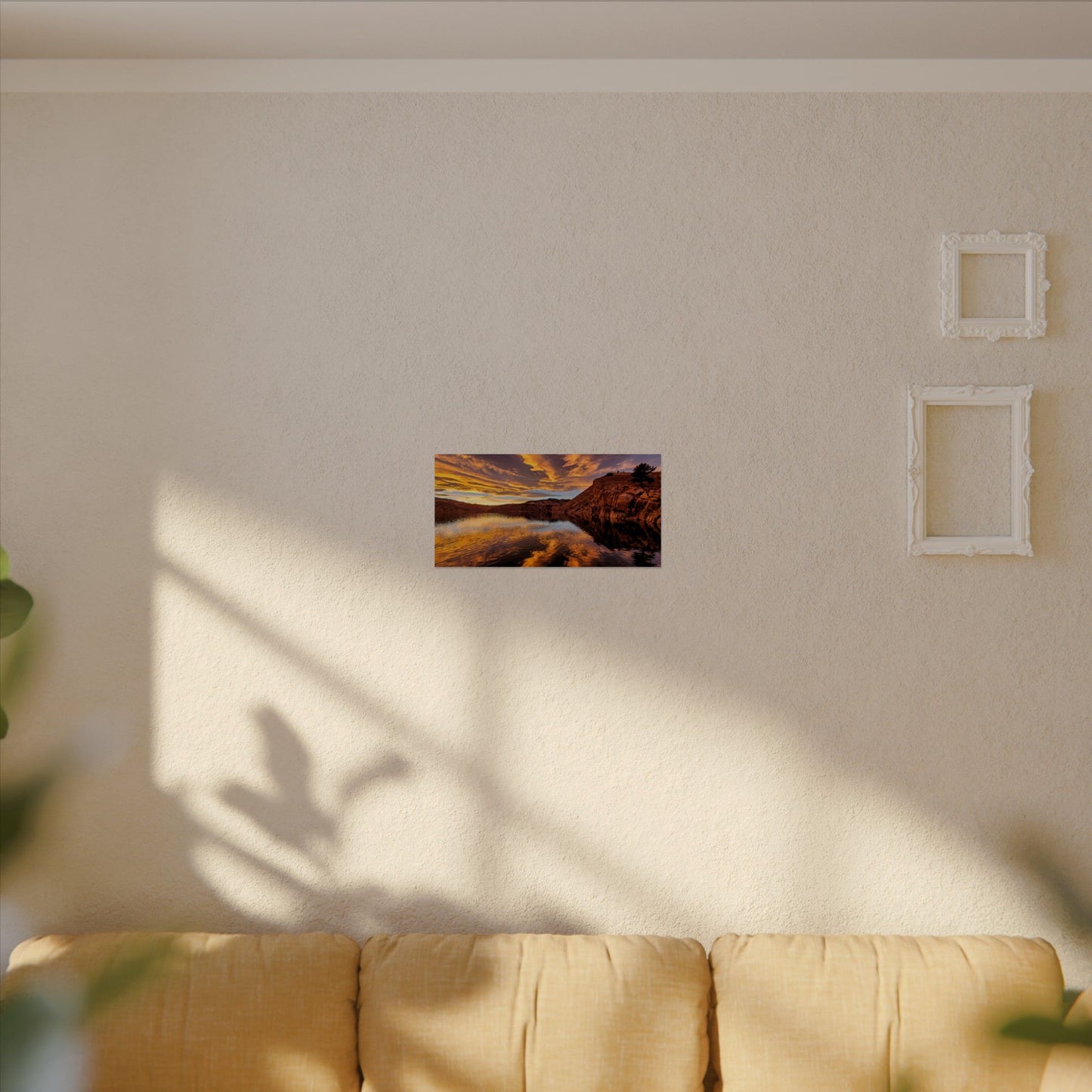 Textured Watercolor Poster - Colorful Sunset Reflection at Horsetooth Reservoir