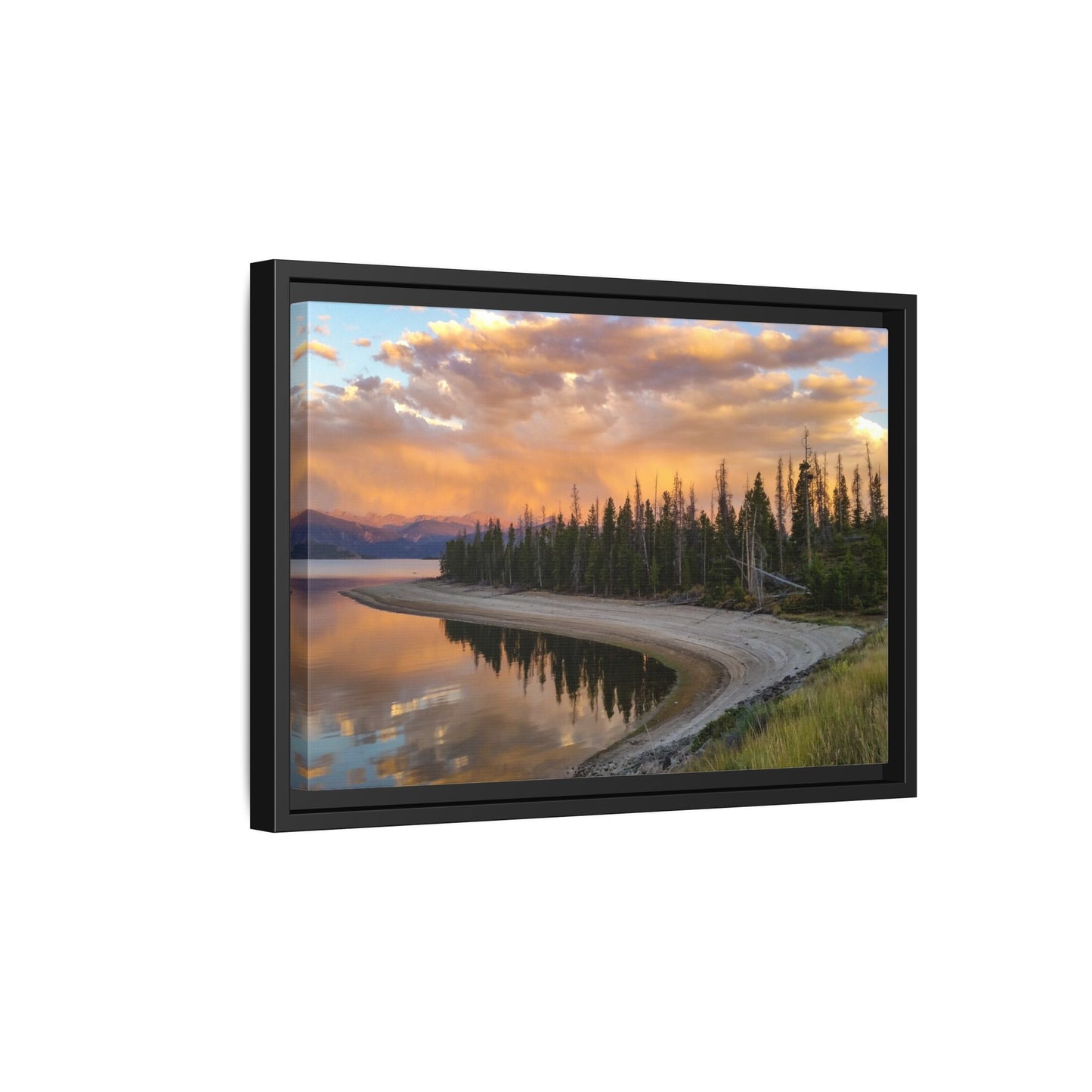 Framed Canvas Print - Sunset Reflection at Lake Granby