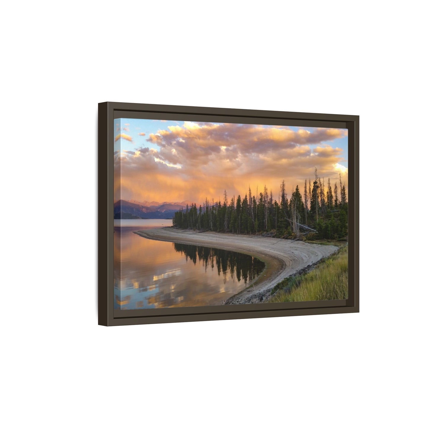 Framed Canvas Print - Sunset Reflection at Lake Granby